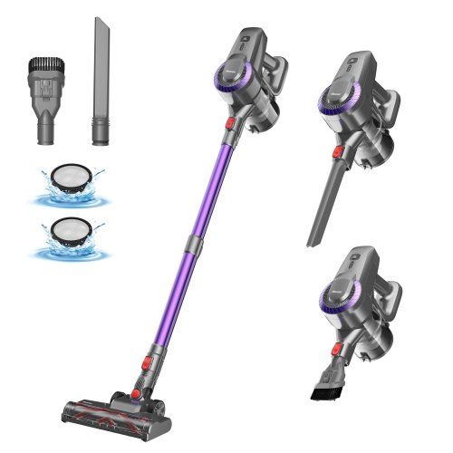 DEVOAC N300 Cordless Vacuum Cleaner, 6 in 1 Ultra-Lightweight Stick Vacuum, 2200mAh Battery Up to 40mins Runtime, 40Kpa Powerful Vacuum for Hard Floor Carpet Pet Hair Home Purple